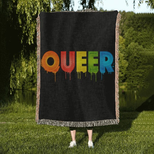 Queer Typo for Pride Month Equal Rights LGBTQ Woven Blankets
