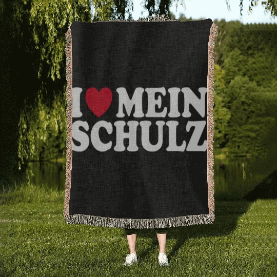 I Love My Schulz Heart Family Wedding Woven Blankets