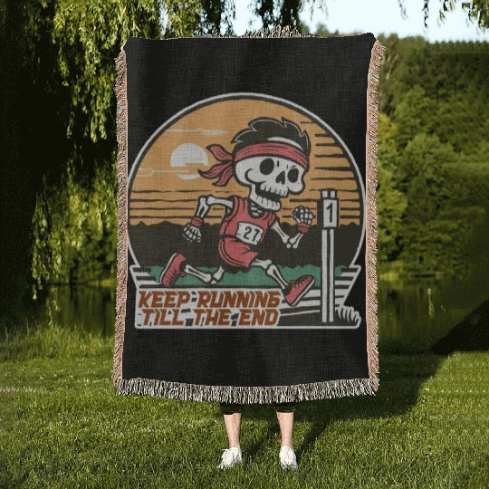 Skeleton - Keep running 'till the end Woven Blankets
