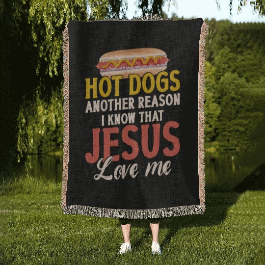 Hot Dog Adult Jesus Faith Woven Blankets