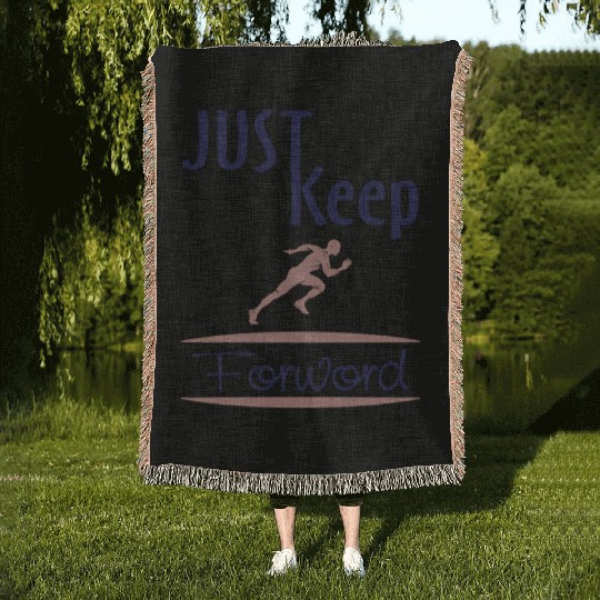 just keep running Woven Blankets