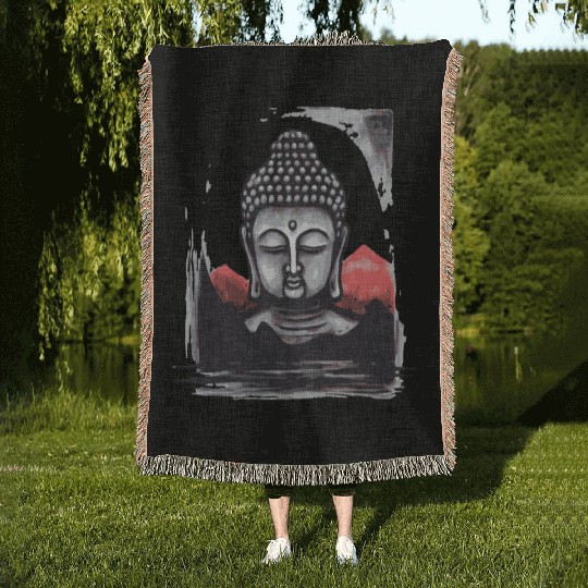Japan Red Sun: Chilling Buddha Woven Blankets