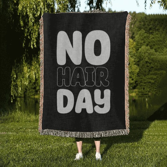 No Hair Day Funny Bald Bearded Hairstylist Woven Blankets