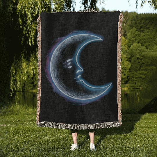 Neon moon Woven Blankets