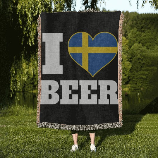 I Love Beer And Sweden Patriotic Expression Woven Blankets