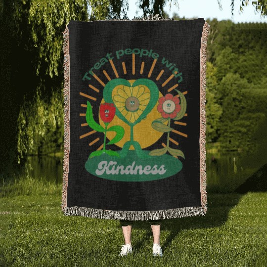 Treat People With Kindness Woven Blankets