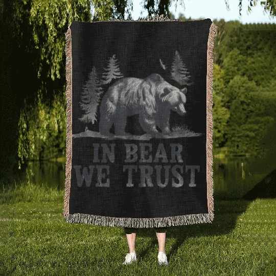In Bear We Trust Wilderness Backbone Woven Blankets