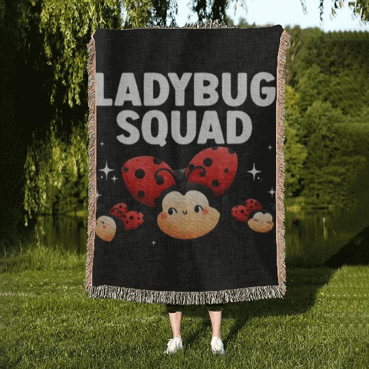 Cute Ladybug Squad Art Insect Ladybug Lover Woven Blankets