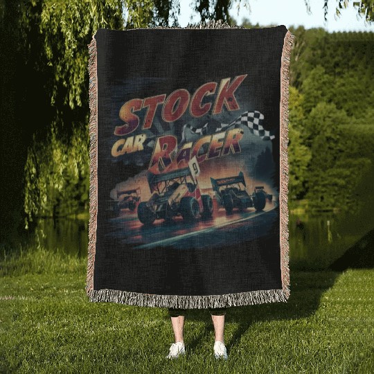 STOCK CAR RACER Woven Blankets