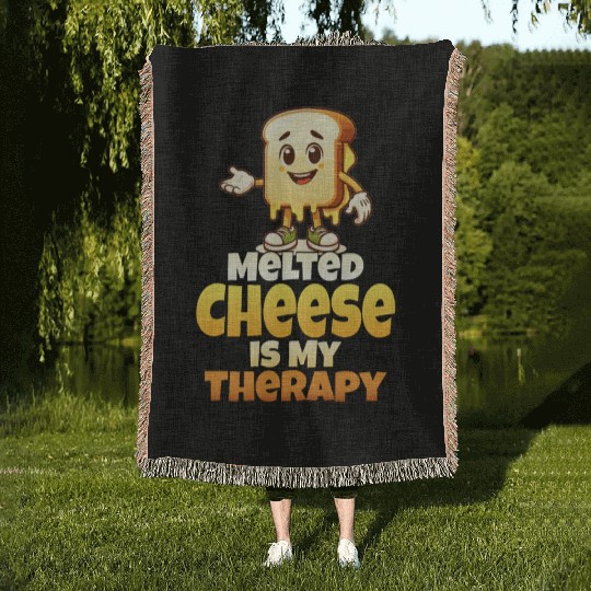 Melted Cheese Is My Therapy Woven Blankets