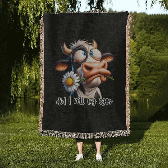 Cow Lover Addict out loud Woven Blankets