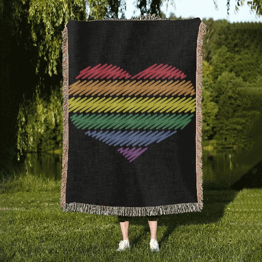 Rainbow Heart (Love / Scribble / 6s / PNG) Woven Blankets