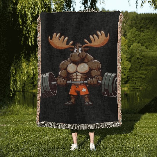 funny moose quote Weightlifting Gym cool for Gym Woven Blankets