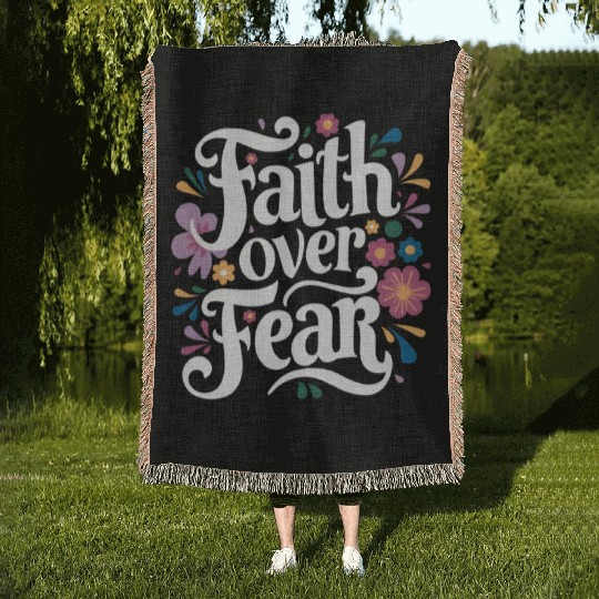 Faith over Fear Woven Blankets