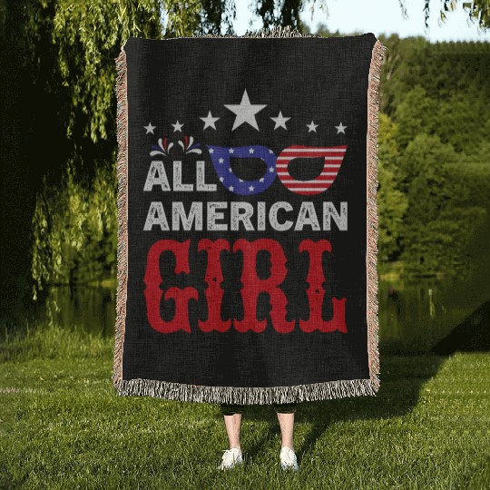 All American girl US Independent day Woven Blankets