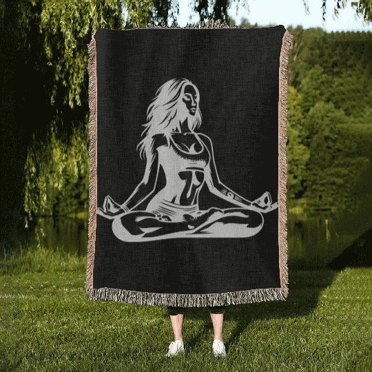 Meditation Yoga Teacher For Relaxation Woven Blankets