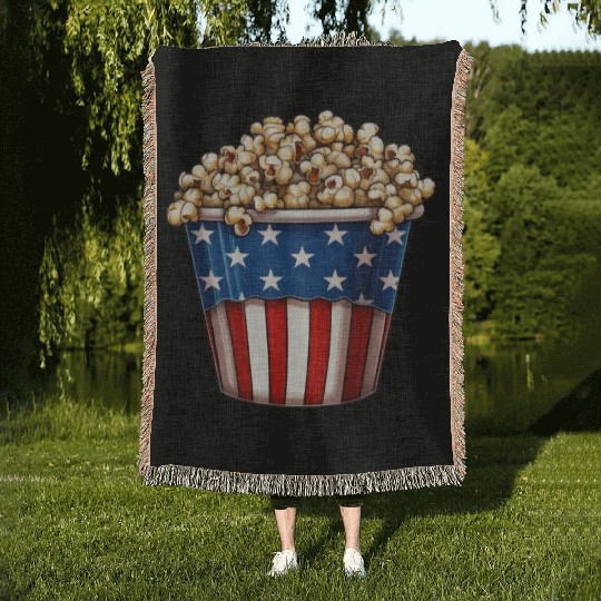 4th Of July. popcorn Woven Blankets