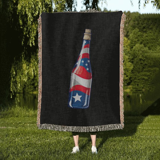 4th Of July. wine Woven Blankets
