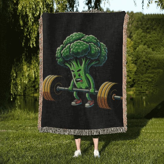 Deadlift Broccoli Gym Fitness Motivation Woven Blankets