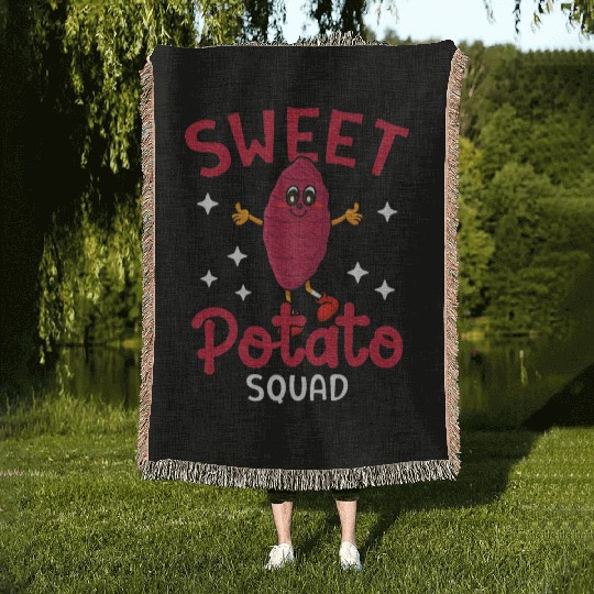 Kawaii Potato Lovers Vegetarian Sweet Potato Woven Blankets