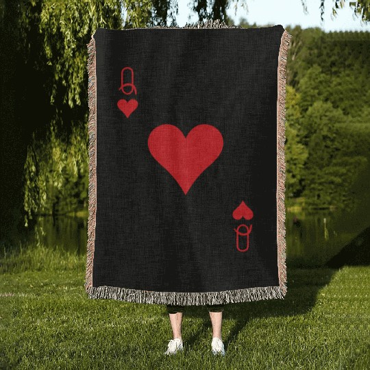 Queen of Hearts Cards Valentine Matching Couple Hi Woven Blankets