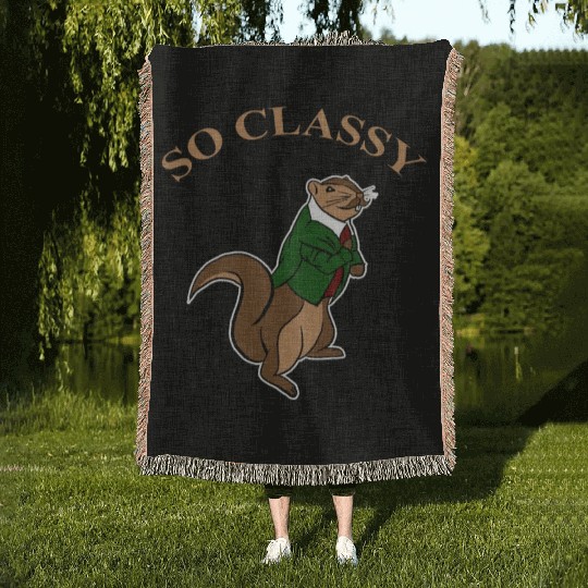 So Classy Squirrel Clothes Chipmunks Animal Lover Woven Blankets