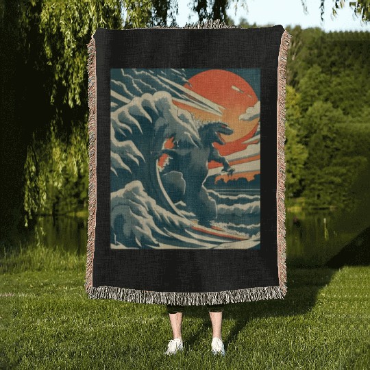Japanese Monster Kaiju Funny Art Woven Blankets