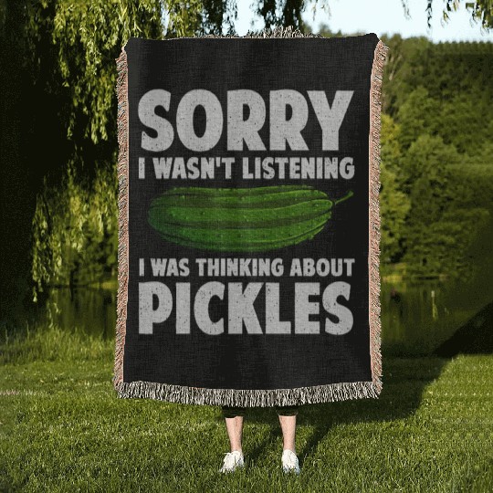 Pickle Design Cucumber Dill Pickle Lover Woven Blankets
