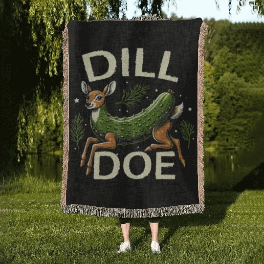 Raunchy Vulgar Naughty Gag Dill Pickle Deer Doe Woven Blankets