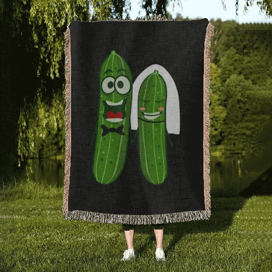 Cucumber Bride Groom Wedding Woven Blankets