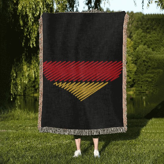 Heart - Black Red Gold (Germany / Flag / Scribble) Woven Blankets