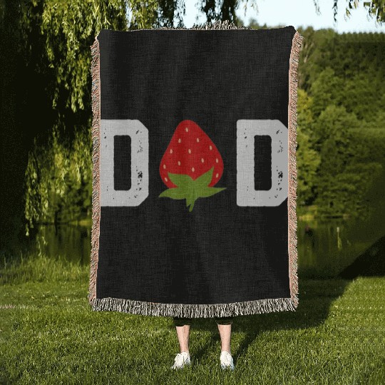 Strawberry Dad Fruit Lover Fruitarian Father's Day Woven Blankets