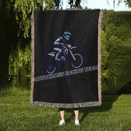 motocross racing team Woven Blankets