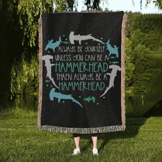Hammerhead Underwater Ocean Hammerhead Shark Lover Woven Blankets
