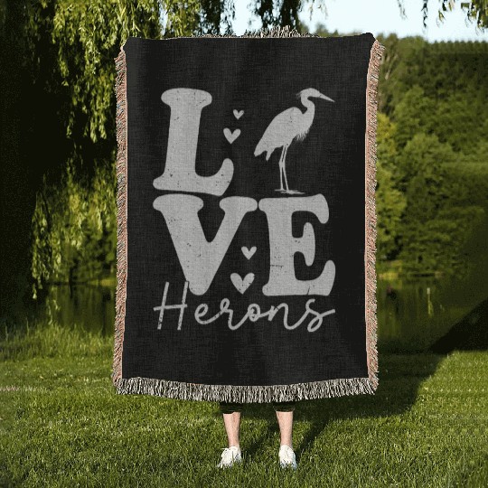 Love Heron Blue Heron Birds Lover Gifts Woven Blankets
