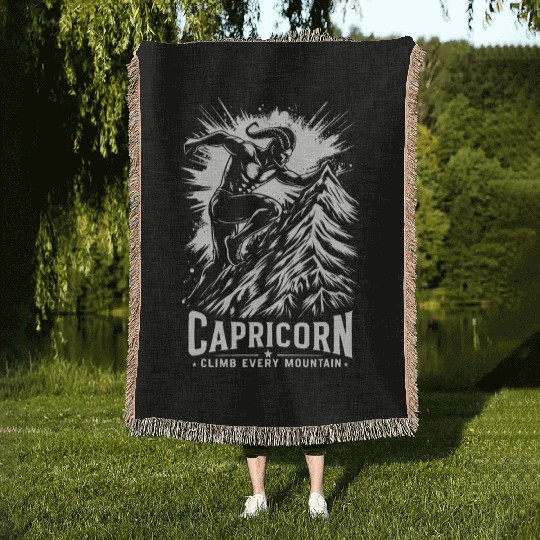 Capricorn Climb every mountain Woven Blankets
