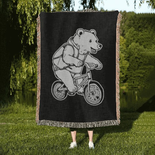 Cycling Cyclist Cute Woven Blankets