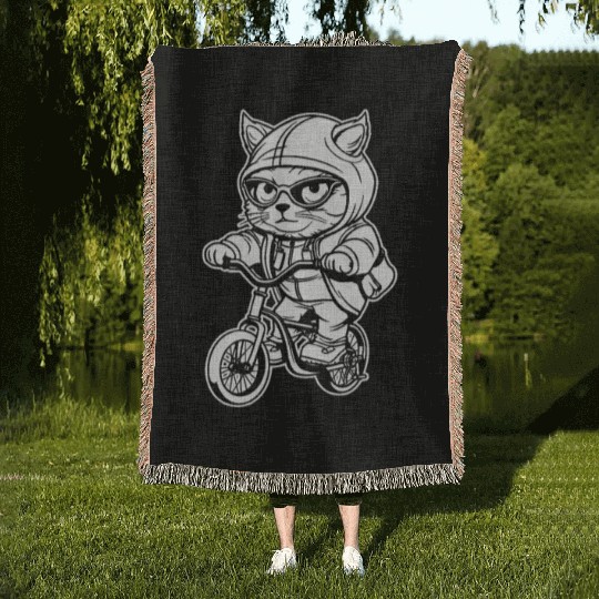 Cycling Cyclist Cute Woven Blankets