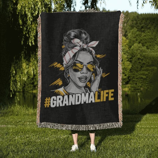 Baseball Grandma Grandmother Grandparents Day Woven Blankets