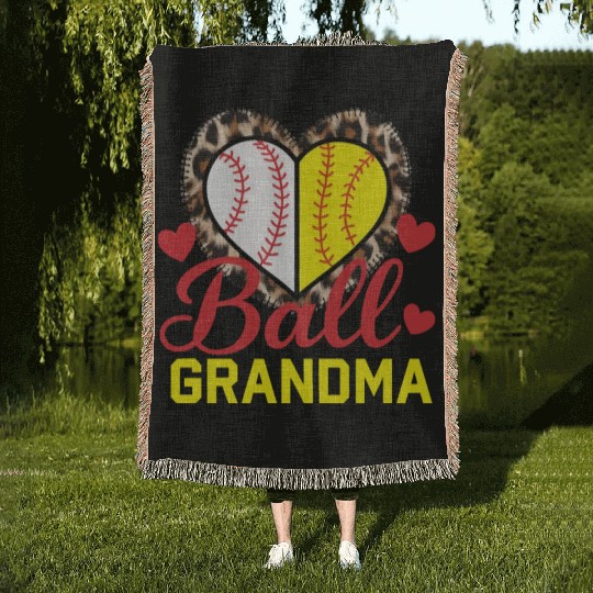 Baseball Grandma Grandmother Grandparents Day Woven Blankets