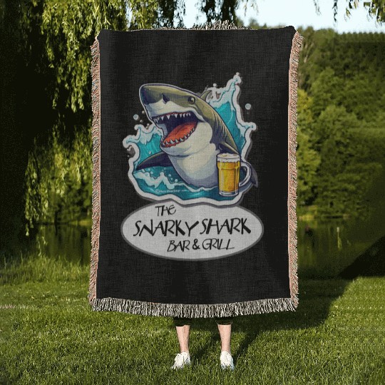 The Snarky Shark Bar & Grill Woven Blankets