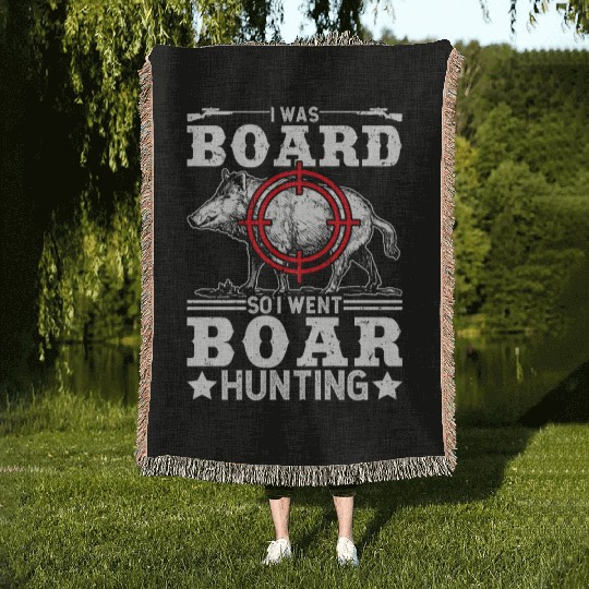 Boar Hunting Funny Wild Hog Hunter Woven Blankets