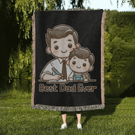 Best Dad Ever Woven Blankets