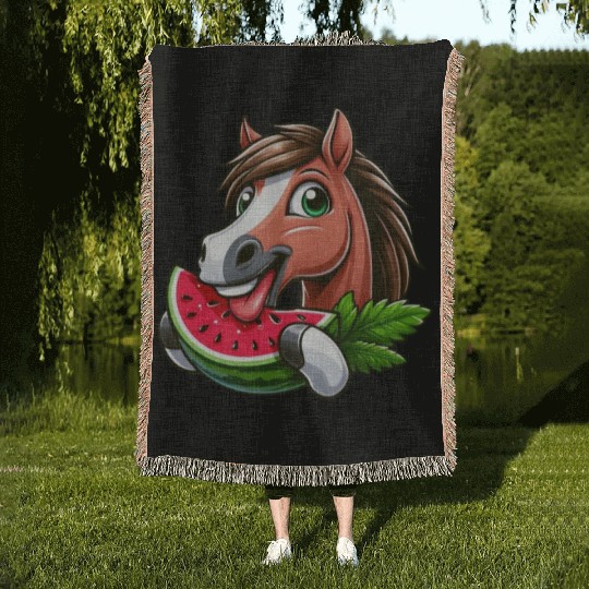 Horses Horse Lover Farmer Melon Summer Woven Blankets