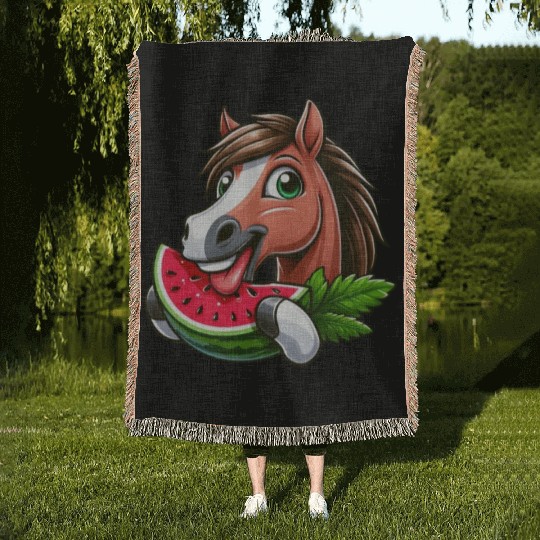 Horses Horse Lover Farmer Melon Summer Woven Blankets