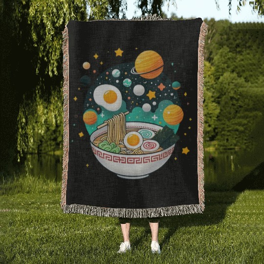 RAMEN NOODLES GALAXY Woven Blankets