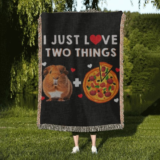 Guinea Pig Pizza Lover Furry Potato Piggy Woven Blankets