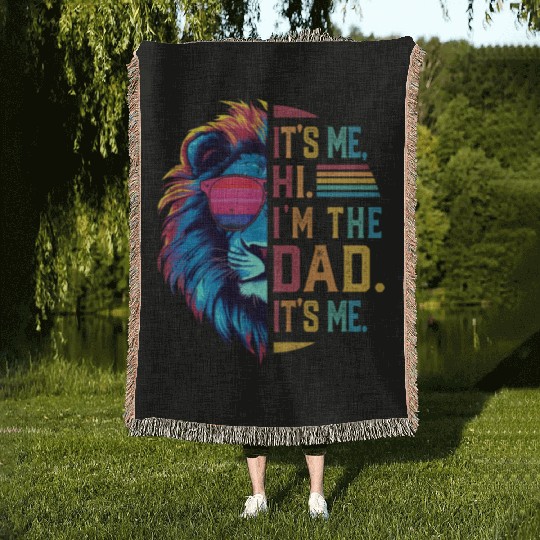 It's Me Hi I'm The Dad It's Me Retro Father's Day Woven Blankets