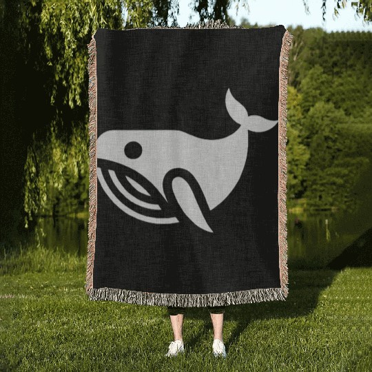 whale in the sea Woven Blankets