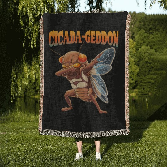 Funny Dabbing Cicada 2024 Dab Woven Blankets